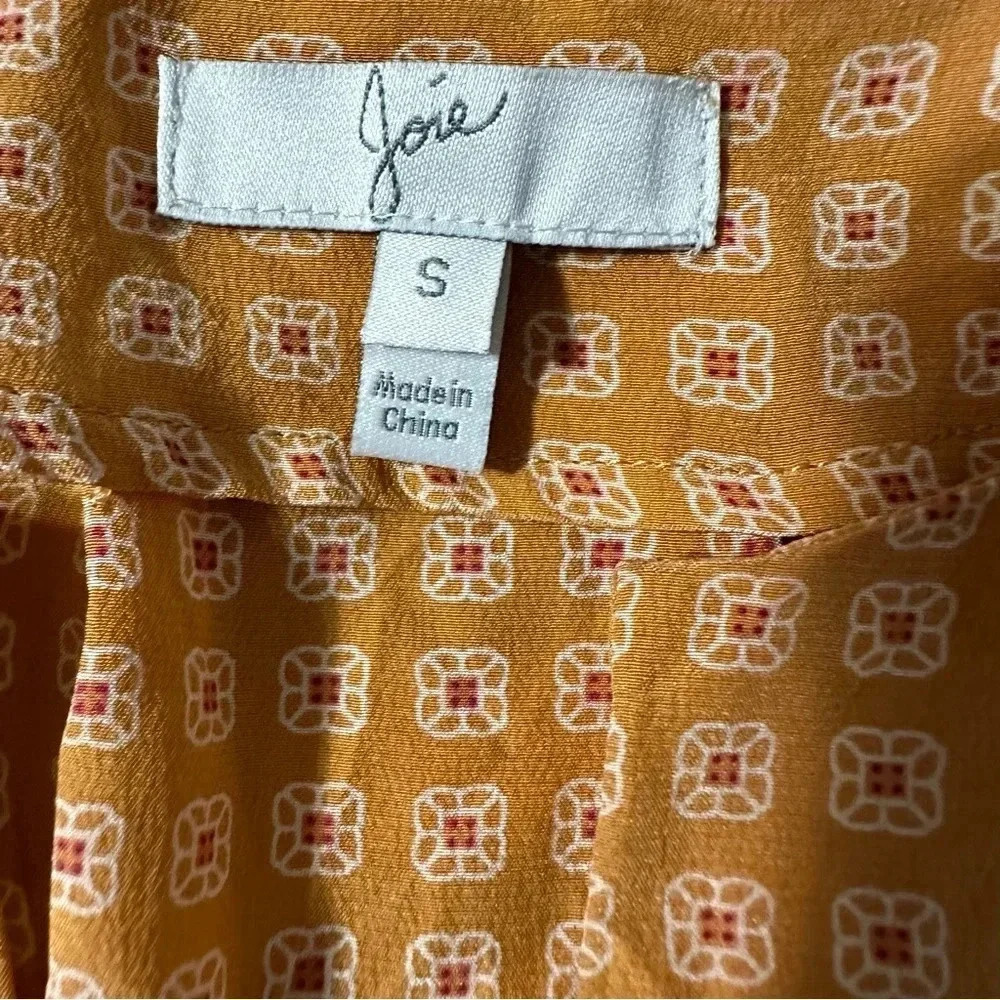 Joie Silk Marigold Yellow Scarf Print Blouse Top women's size small - Picture 3 of 4